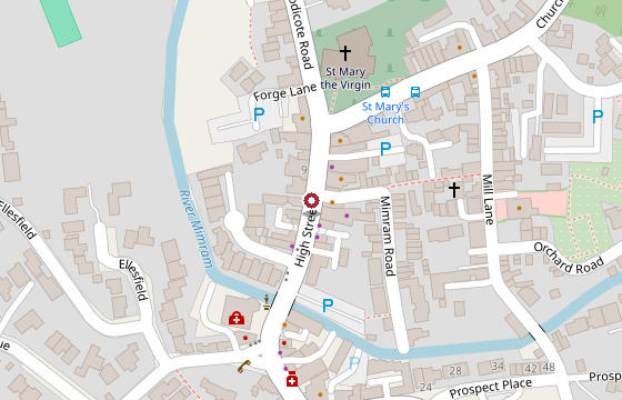 Map showing Brew & Cru Welwyn on the High Street