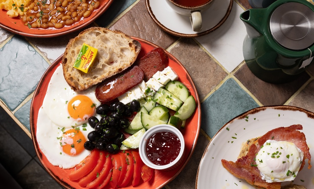 Full breakfast spread from above